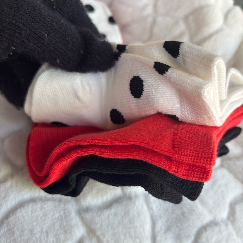 kate spade Lady Bug White Polka Dot Quarter Socks with Black Dots - Picture 4 of 6